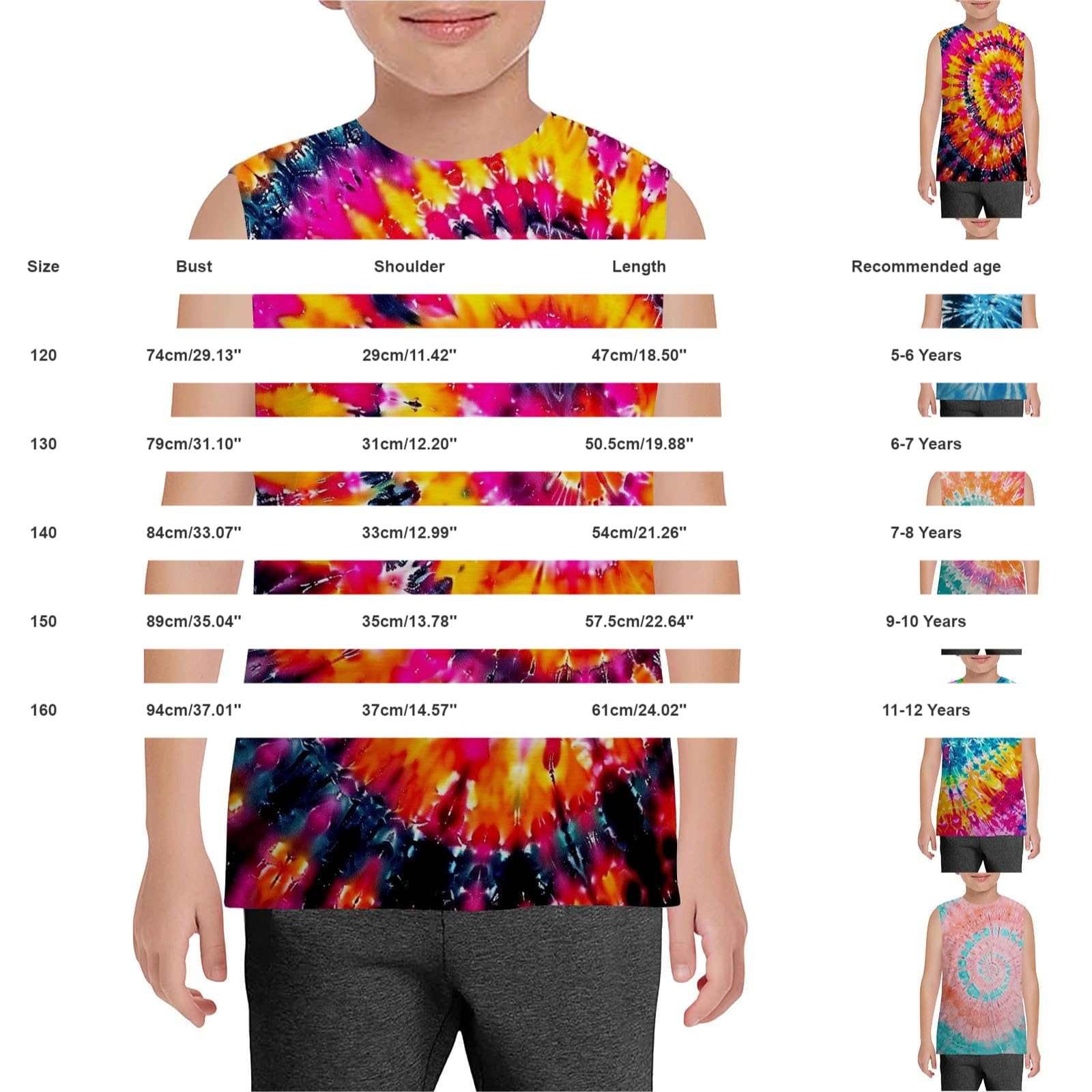 Maillot de corps pour enfant - Débardeur sans manches - T-shirt d'été pour garçons et filles - Col rond - Débardeur batik confortable et respirant - Sous-vêtements pour les loisirs, le sport, l'école