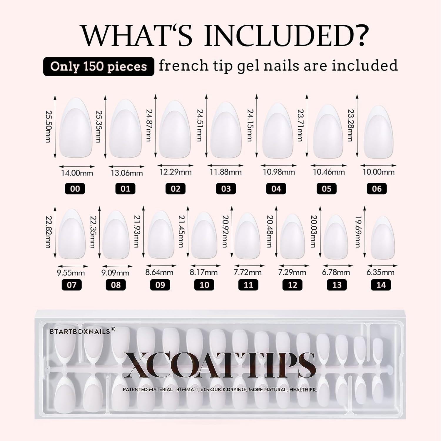 btartboxnails Gap-Filled Solid Nail Gel and White Medium Almond Nails Set