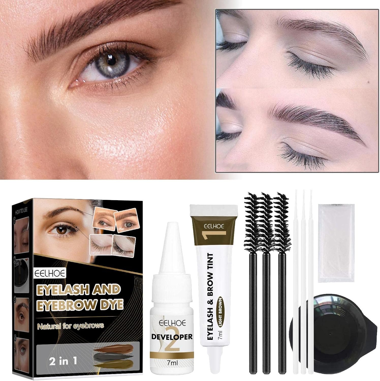 Eyebrow Tint 2 in 1 SemiPermanent Eyelash and Eyebrow Dye Kit 68
