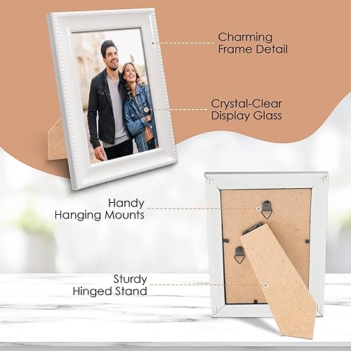 Miniatura 10 de Houseables Juego de marcos de fotos de 4 x 6, paquete de 12 unidades, vidrio, grano rústico, kit de múltiples fotos, decoración de pared de galería,