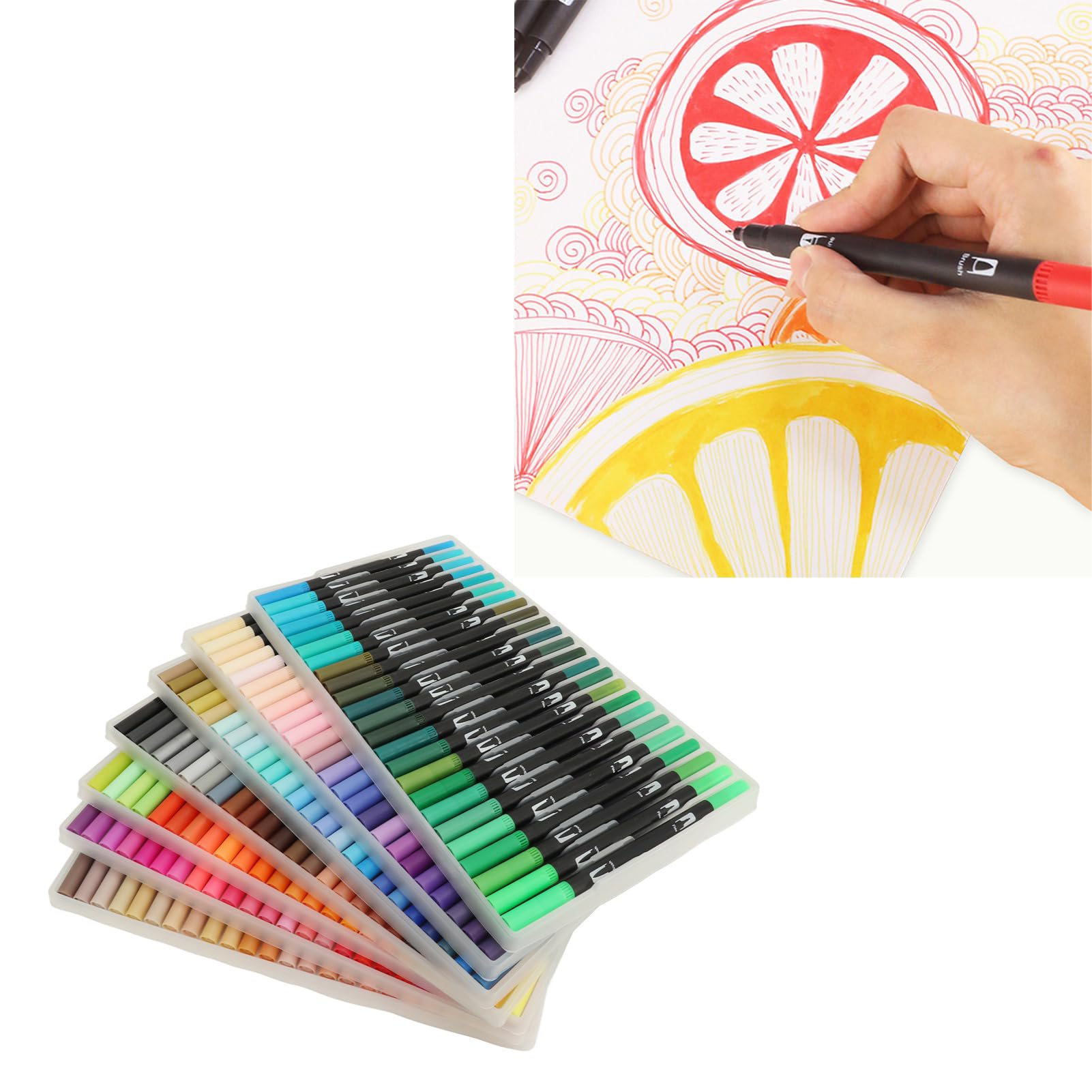 plplaaoo Pennarelli a doppio pennello 168 colori Pennarelli ad acquerello a punta fine per disegnare, dipingere, colorare, scrivere, artisti, bambini e adulti