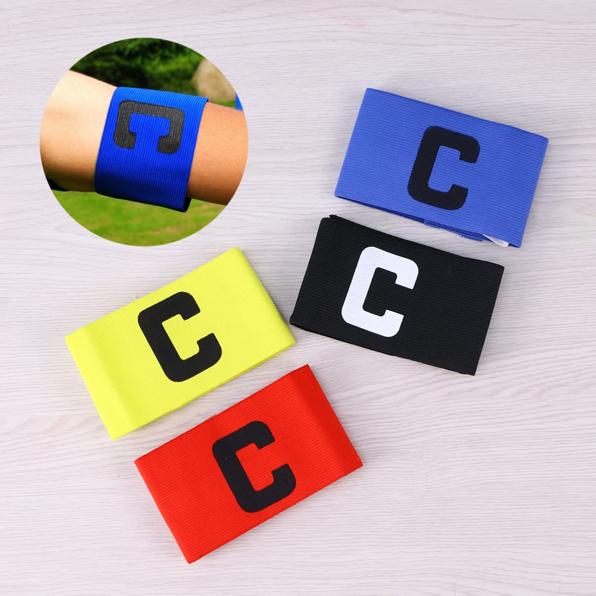 Wakauto Captain Band Extra Wide Black Soccer Captain Armband Adjustable Durable for Boys and Girls Adults Random Color