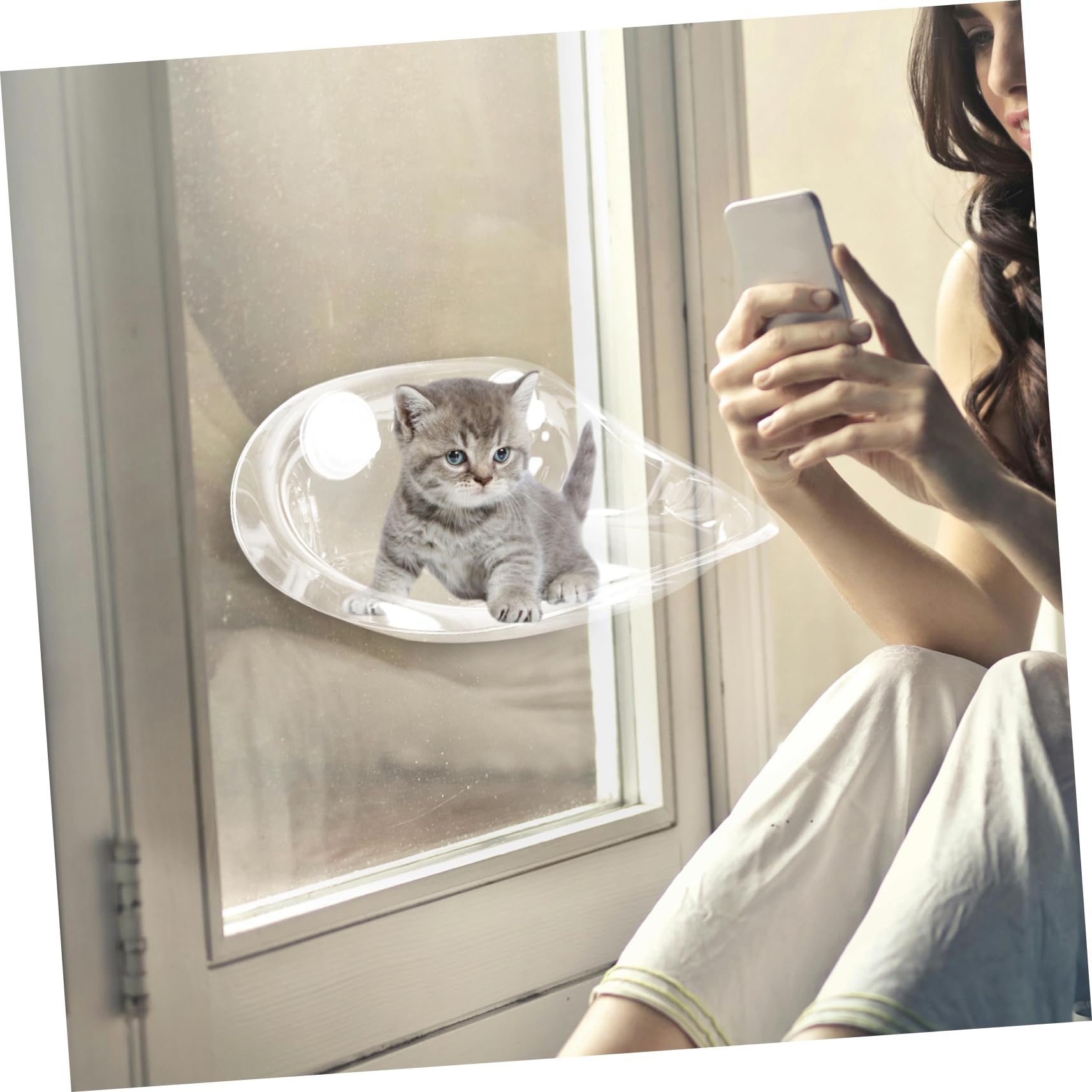 ERINGOGO Chat à Ventouse Cat Bed Suspendu Transparent pour Fenêtre pour Design Détachable Installation Facile