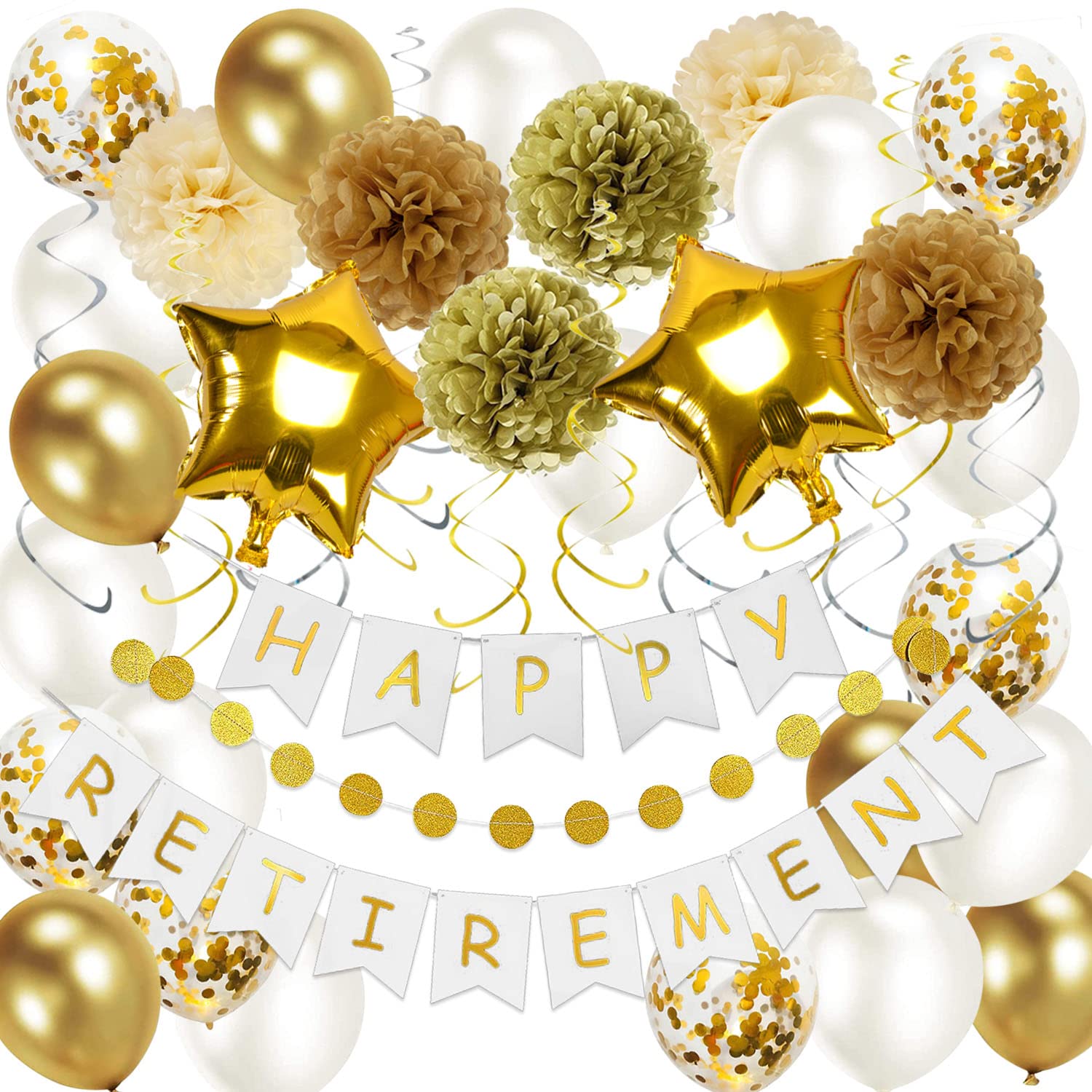 Buy Retirement Party Decorations for Men and Women Gold 56 Pack, Gold