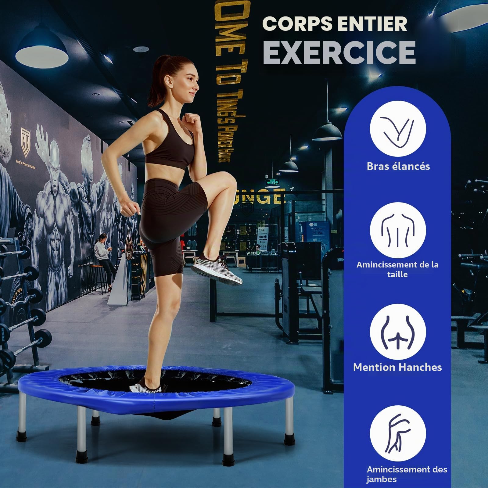 KOMFOTTEU Trampoline Ø97 cm Pliable, Charge 150 kg