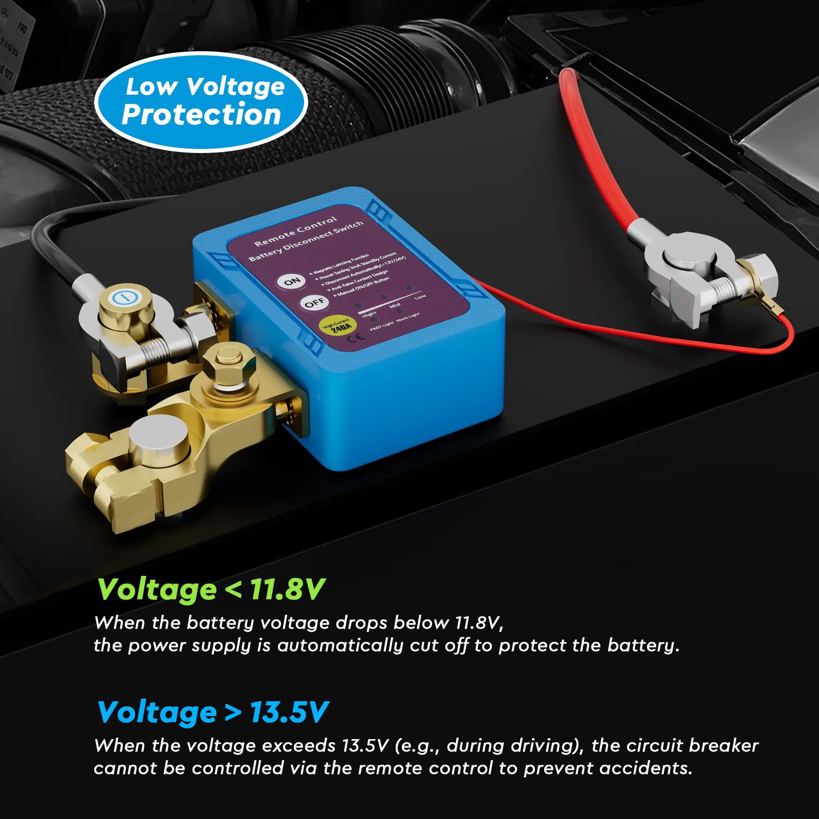 CPROSP Stacca Batteria con Telecomando 12V, Staccabatteria Automatico, Remoto Antifurto Auto Stacca Batteria, per Auto RV ATV Camion Barca