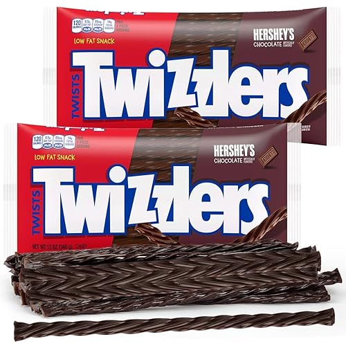Miniatura 4 de Twizzlers Twists - Caramelo masticable con sabor a chocolate, bolsas de 12 onzas, paquete de 2, aperitivos bajos en grasa, deliciosos para cualquier