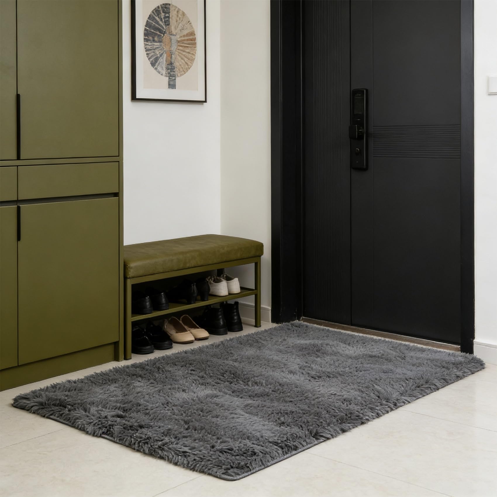 Tapis de salon à poils longs élégant et moderne pour intérieur chic