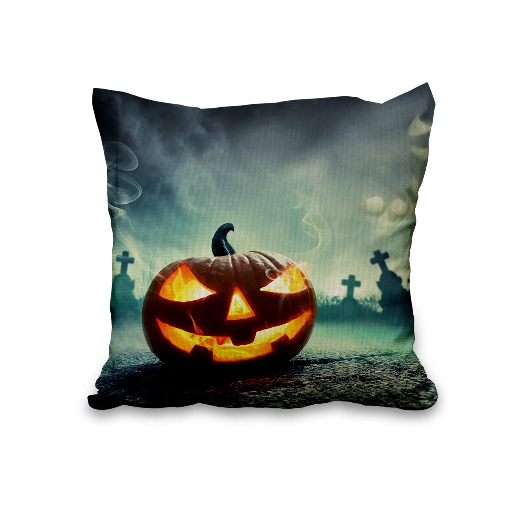 4 Housses De Coussin Citrouille 45x45 Cm VEEKAY – Déco Automne Et Thanksgiving, Fermeture éclair Cachée