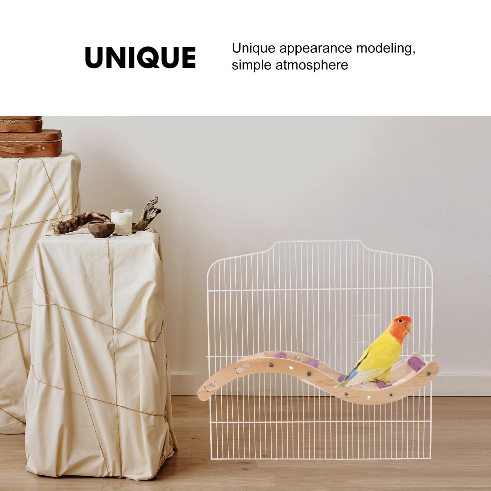 Abaodam Wooden Parrot Ladder Natural Climbing Plaything for Birds Safe Chewing Design for Cockatiels Parakeets and Parrots Easy to Install Bird Cage Accessory