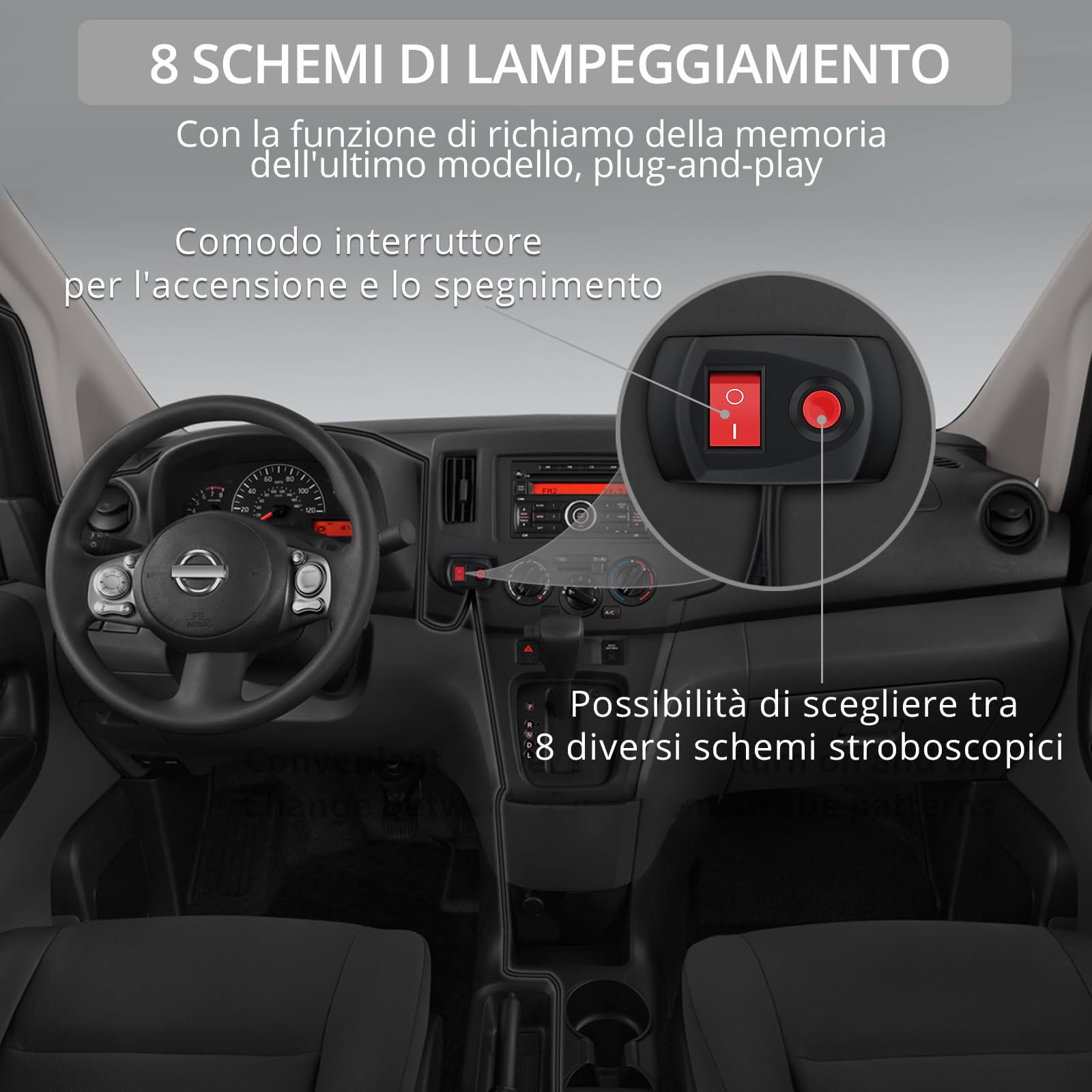 Justech 4x6LED Luci LED Lampeggiante Ambra Emergenza Lampada Strobe Emergenza Indicatori Strobo Avvertimento Spia Lampeggiante 12/24 V con Scatola di Controllo Principale per Veicolo Rimorchio Camion