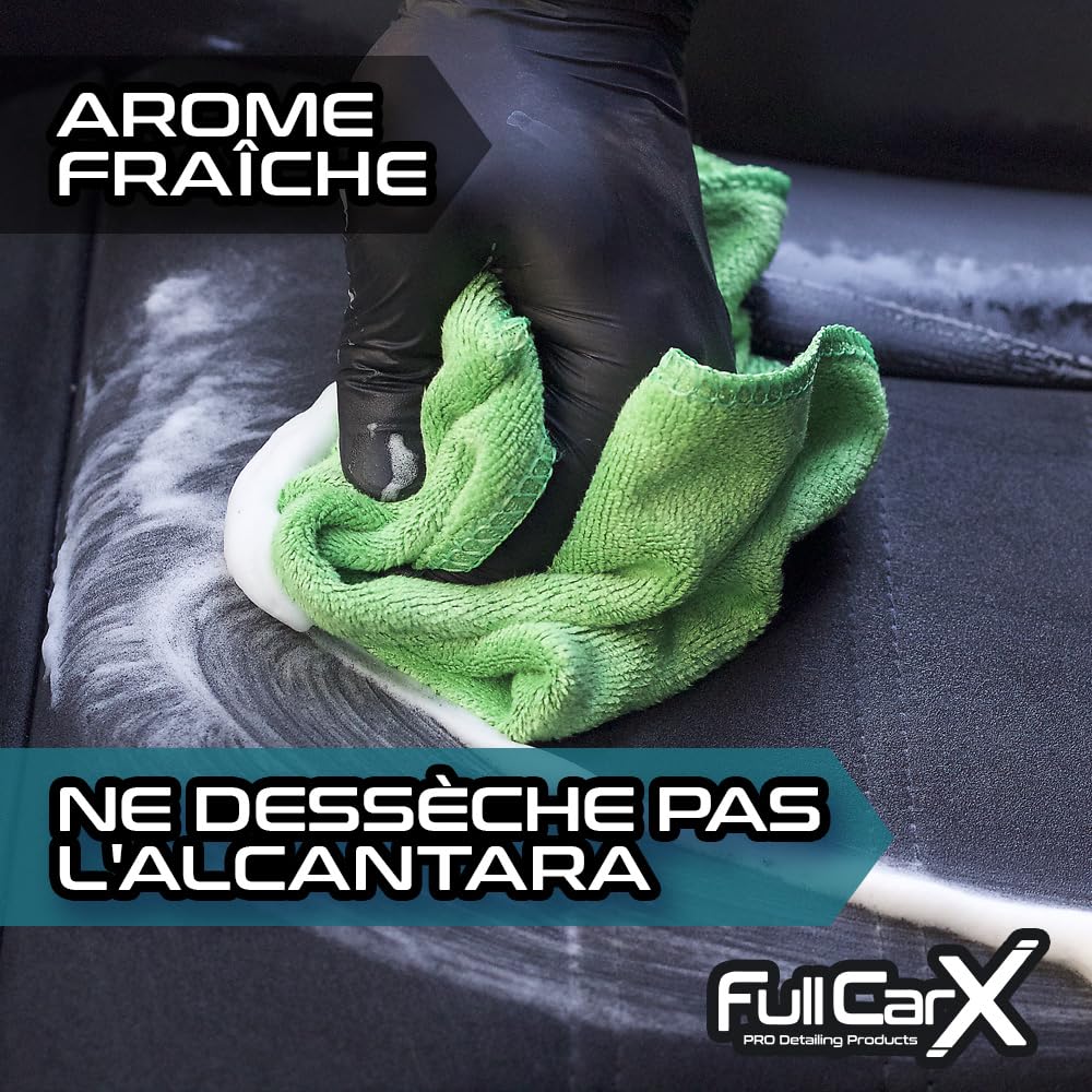 FULLCARX Alcantara Cleaner 5 Litres Nettoyant Alcantara Voiture, Enlève les Taches, Puissant pour Sièges Revêtement Textile, Arôme Frais Neutralise les Odeurs Produit Nettoyage Detailing Professionnel