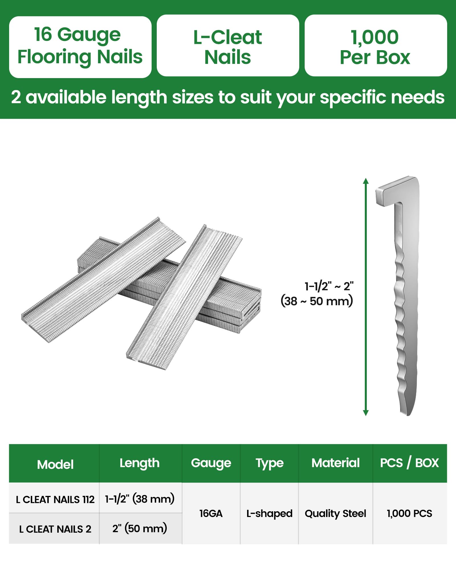 Meite 16 Gauge Flooring Nails - 1000 Count -3