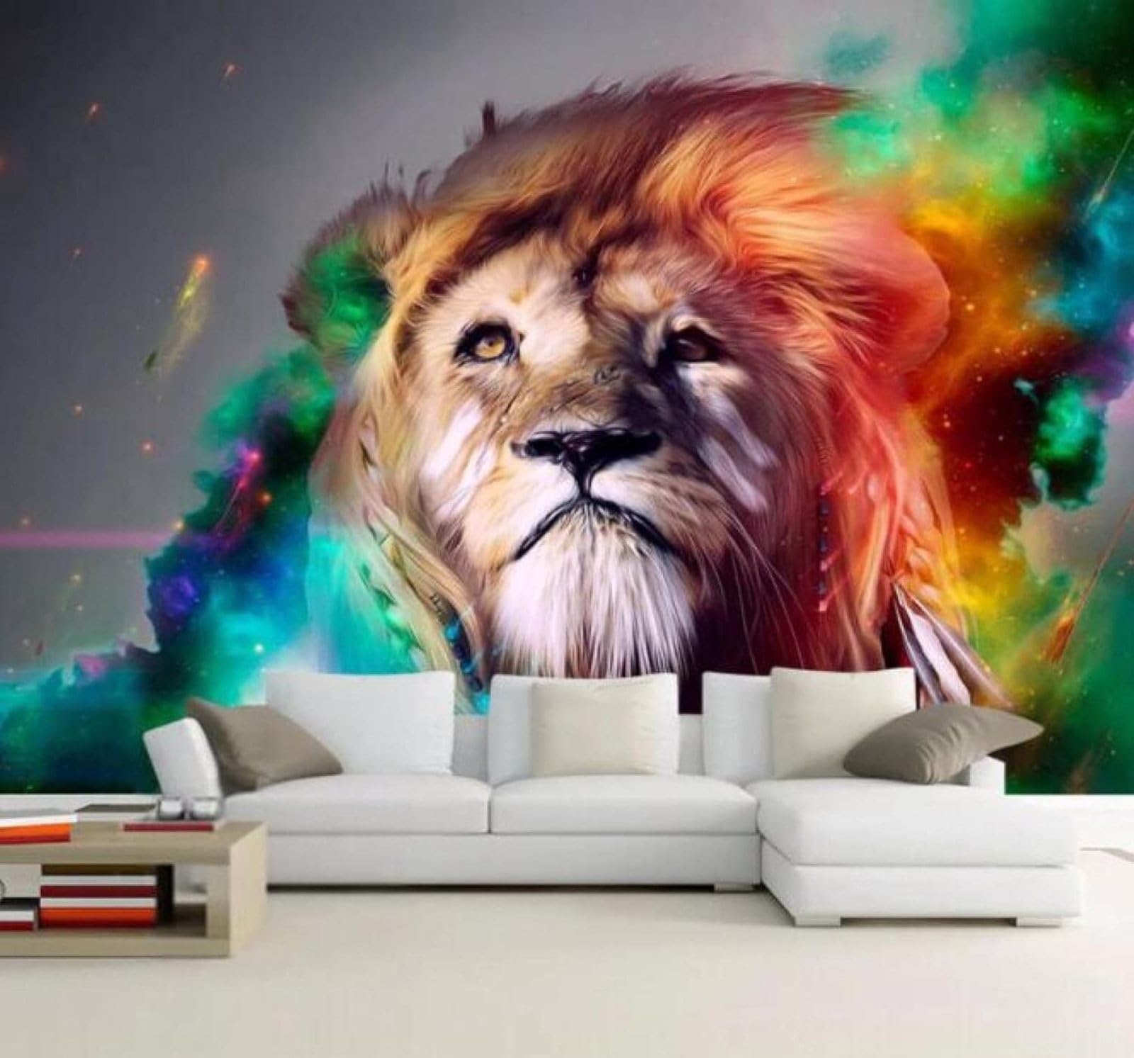 XLMING Minimalist Hand Drawn Watercolour Lion Unique 3D Wallpaper Luxury Home Dining Decor Paste Sofa Living Room The Wall for Bedroom Mural-150cm×105cm