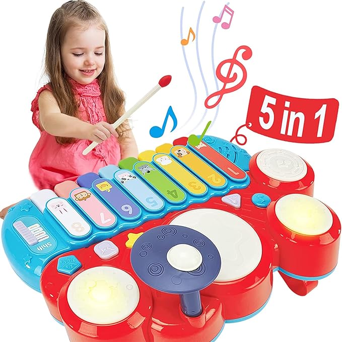hahaland 5 in 1 Baby Musical Instruments Toddler Toys for 1 Year Old