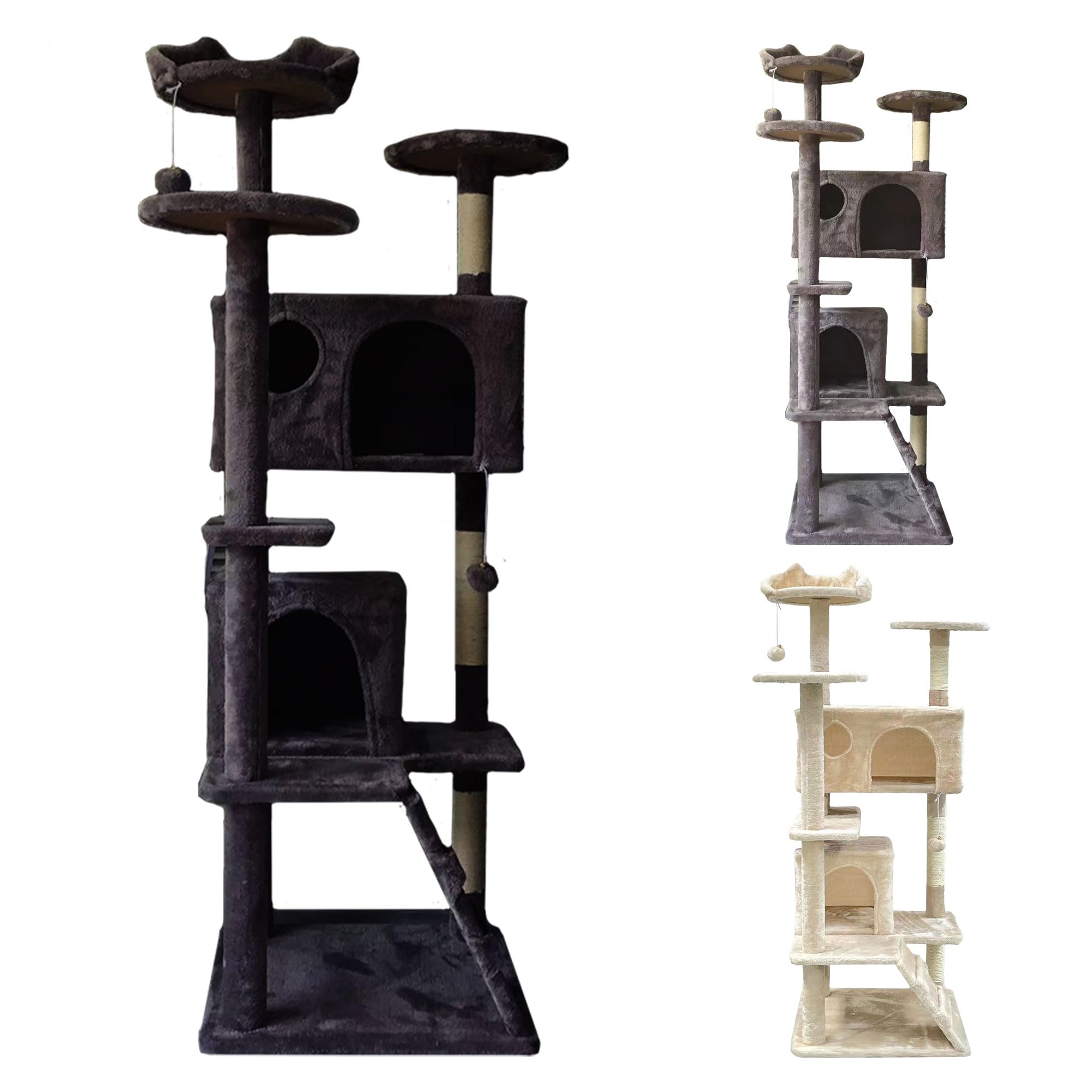 SG Traders Cat Tree Tower Cat Scratching Post Multi-level Stable Cactus Cat Tree Tall Cat Climbing Tower Multi Level Kitten Activity Centre Cat Condo Climbing Tree House Indoor Cats 156cm