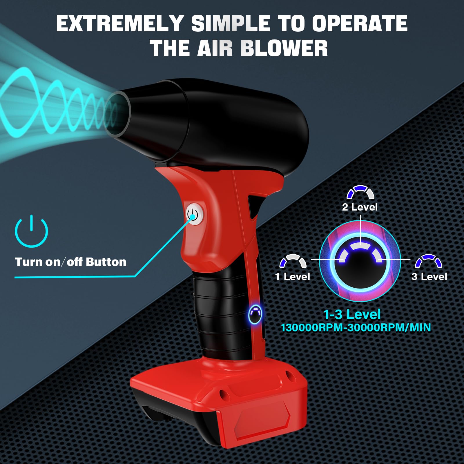 Soffiatore a getto d'aria per batteria Einhell 18 V PXC, 130000 giri/min, senza spazzole, 4 marce, regolabile, mini ventilatore ad aria per giardino, tastiera, cortile, auto