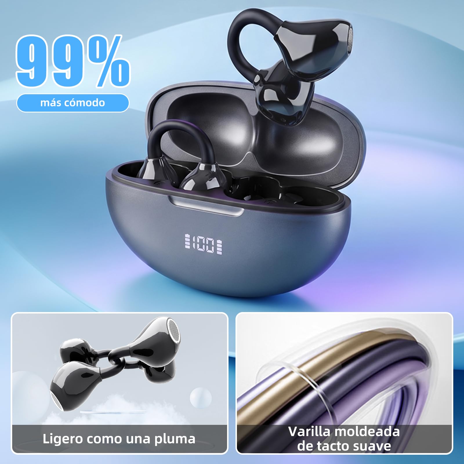 Auriculares Traductor en Tiempo Real, 2026 5 en 1 Auricular Traductores AI con 154 Idiomas y App, Bluetooth 6.1 80H Cascos Traductor Instantaneo de Voz para Viajes Reuniones Estudio, Negro