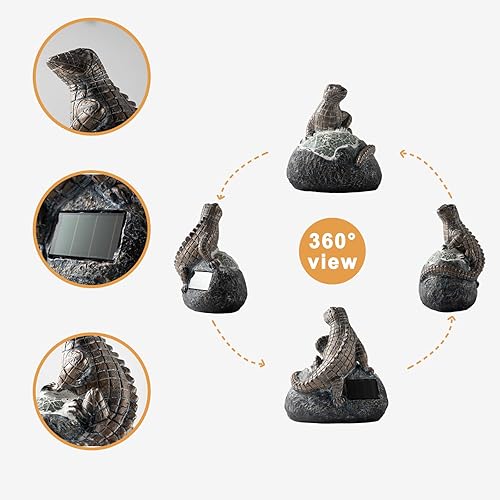 Miniatura 56 de Decoración de jardín, estatua de rana y príncipe, estatua solar de rana y príncipe, figura de ranas de resina con luz solar para patio, balcón