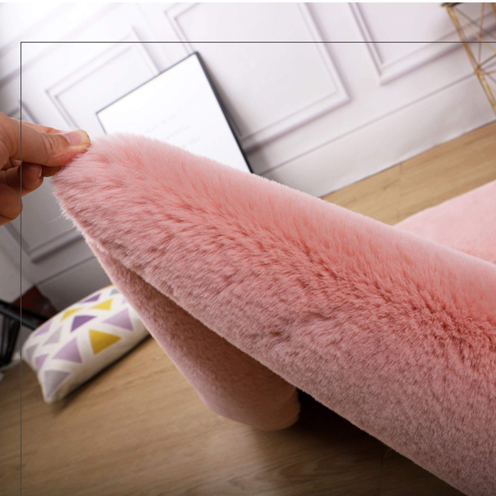 Tapis épais à poils longs en fausse fourrure de lapin pour salle de jeux, chambre à coucher et salon Violet 80 x 160 cm / 31x63in