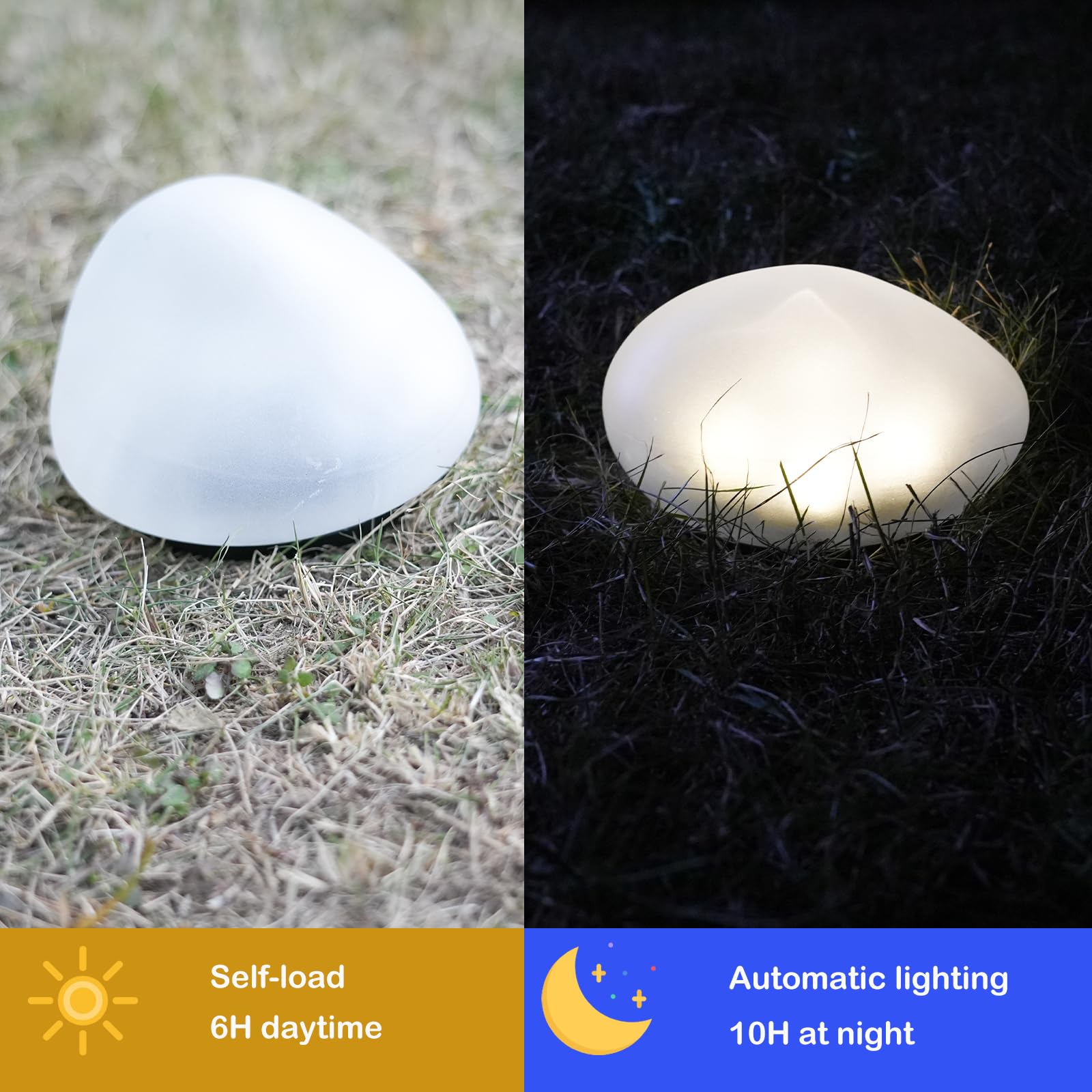 SC-Daily Solar Lights Outdoor Waterproof Solar Pebble Rock Garden Lights Decorative with Warm Light LED, IP65 Waterproof - Image 2