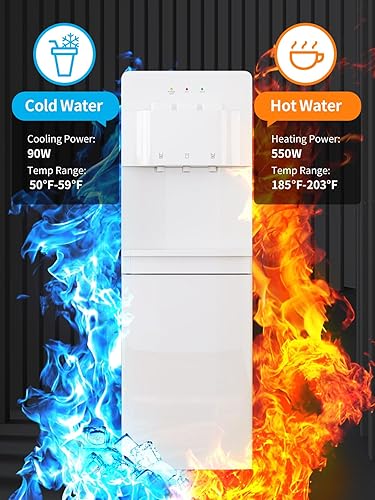 Miniatura 4 de TABU Dispensador de enfriador de agua de carga inferior con 3 ajustes de temperatura de agua caliente, fría, ambiental, para botella de 3 o 5