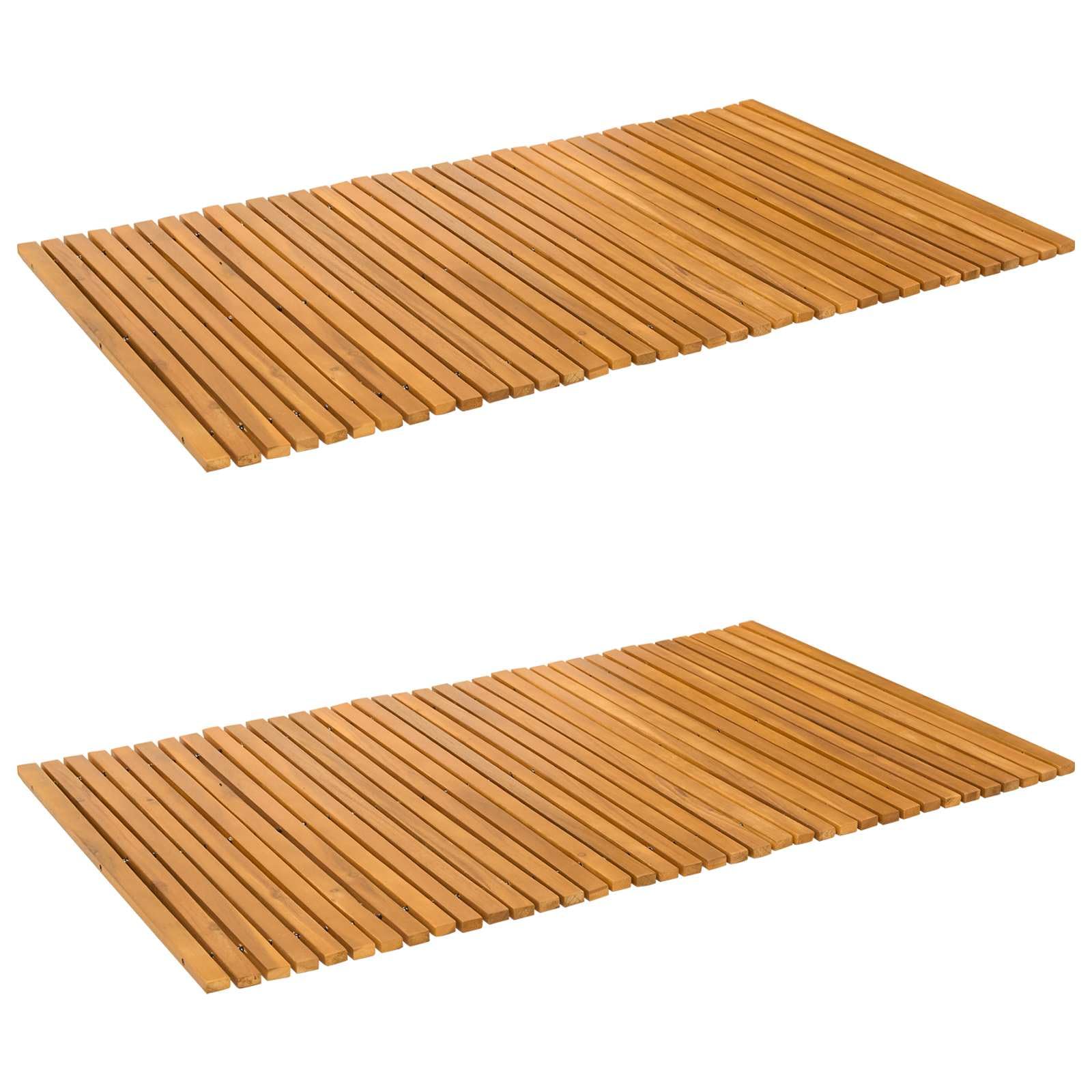 vidaXL Badematte 2 STK. Natur 100 x 60 cm Massivholz Akazie
