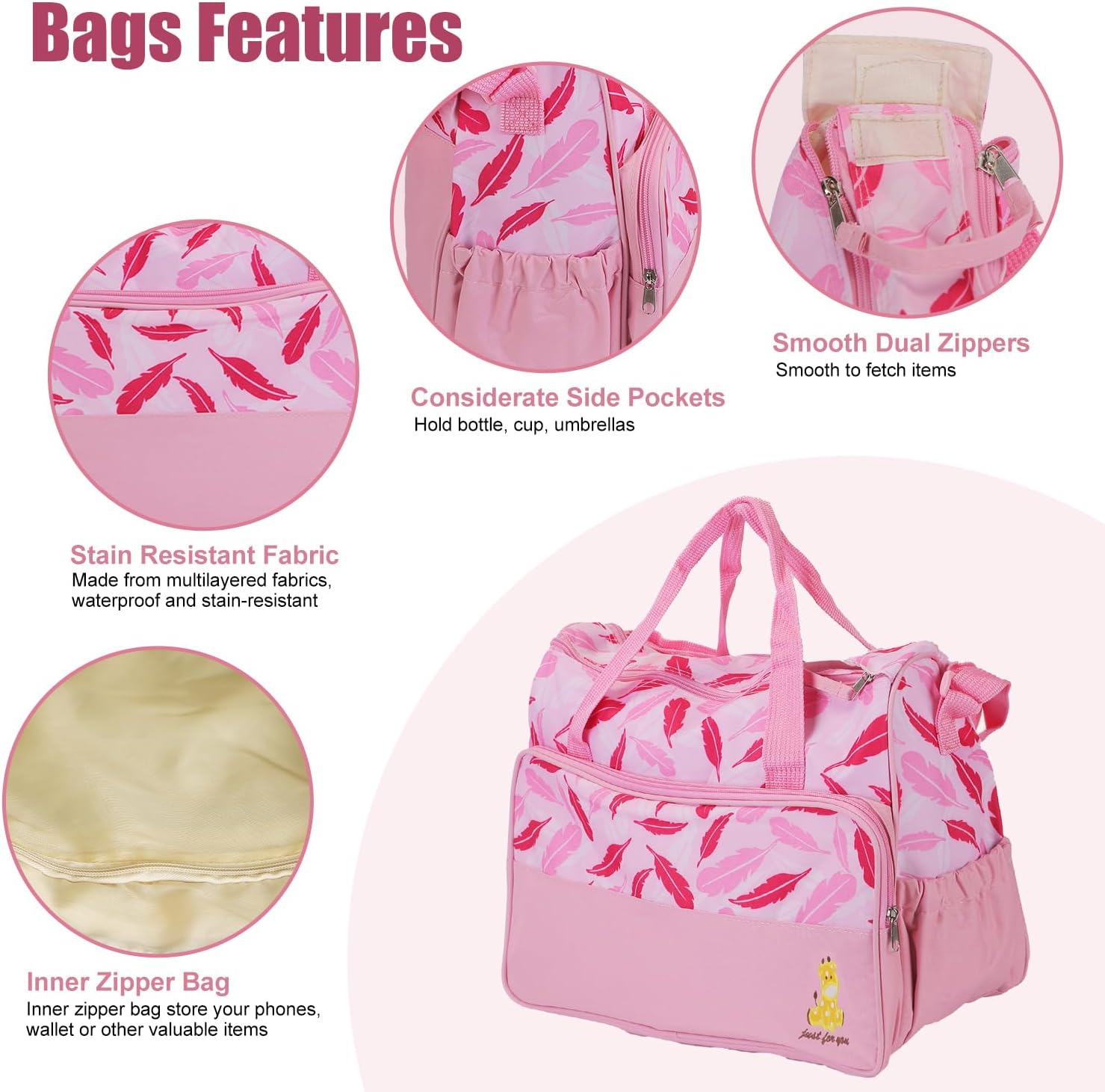 Baby Diaper Bag Set, Large Baby Doll Diaper Backpack with Changing Pad & Pacifier Case, Travel Girl/Boy Tote Bags