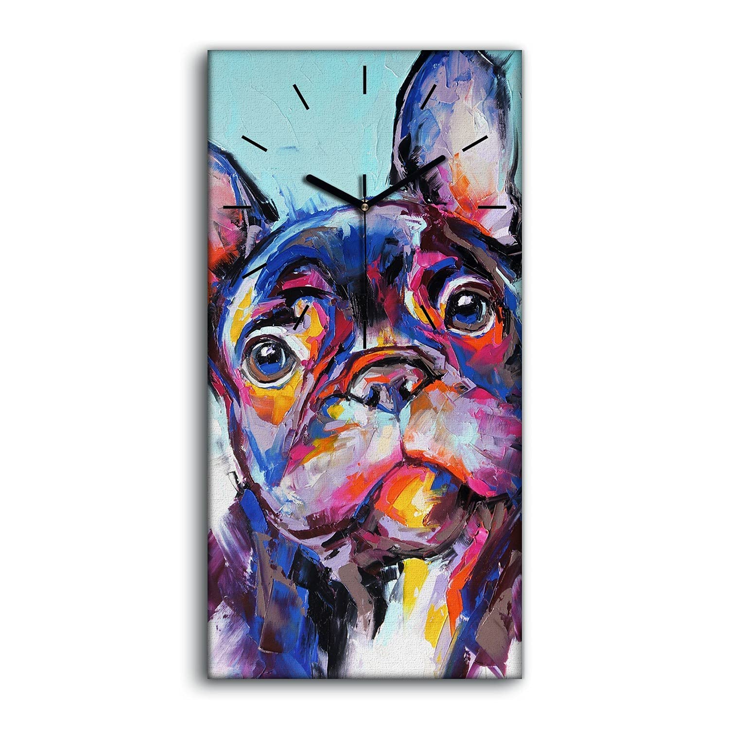 Horloge sur Toile sans Tic-Tac Chien Art Abstrait pour Retrouver le Calme au Salon