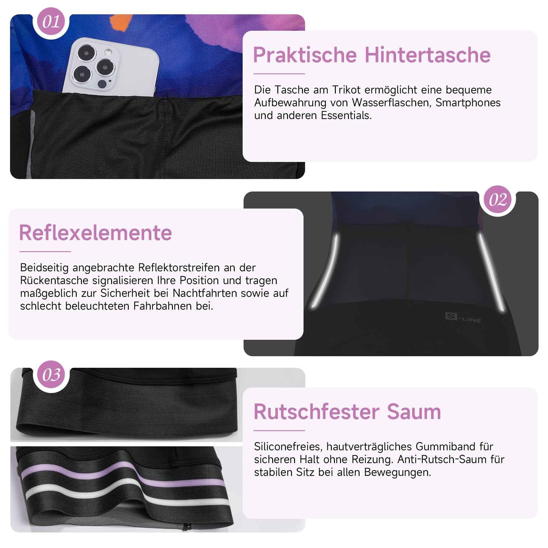 Santic Damen Triathlonanzug Einteiler Langarm Gepolstert Trisuit Hohe Elastizität Fahrrad Skinsuit
