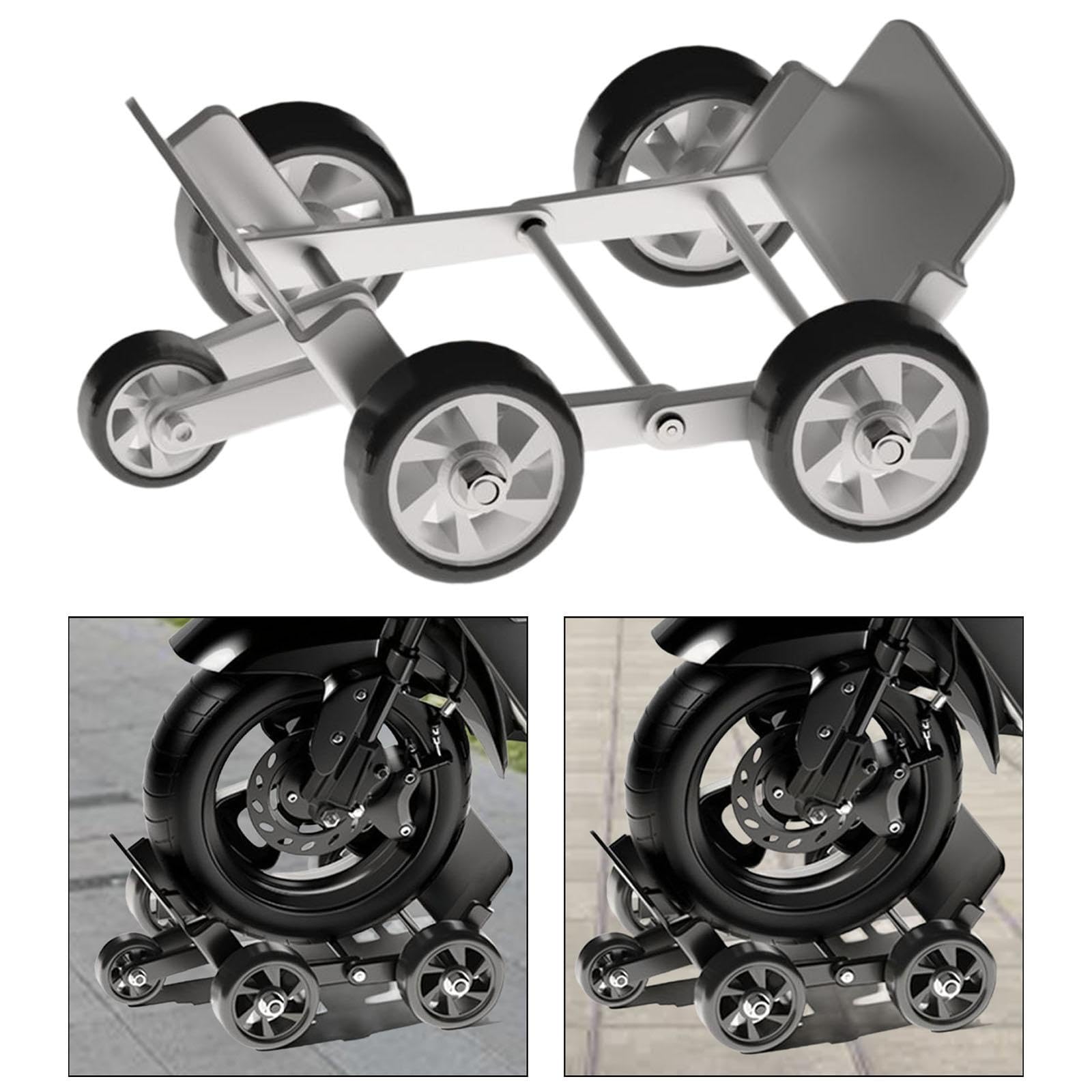 Motorrad Anhängertrolley mit Stahl Und Gummirad Faltbares Und Verschleißfestes Transportgerät für Defekte Reifen Bewegungsunterstützung für Pannenhilf, Silber