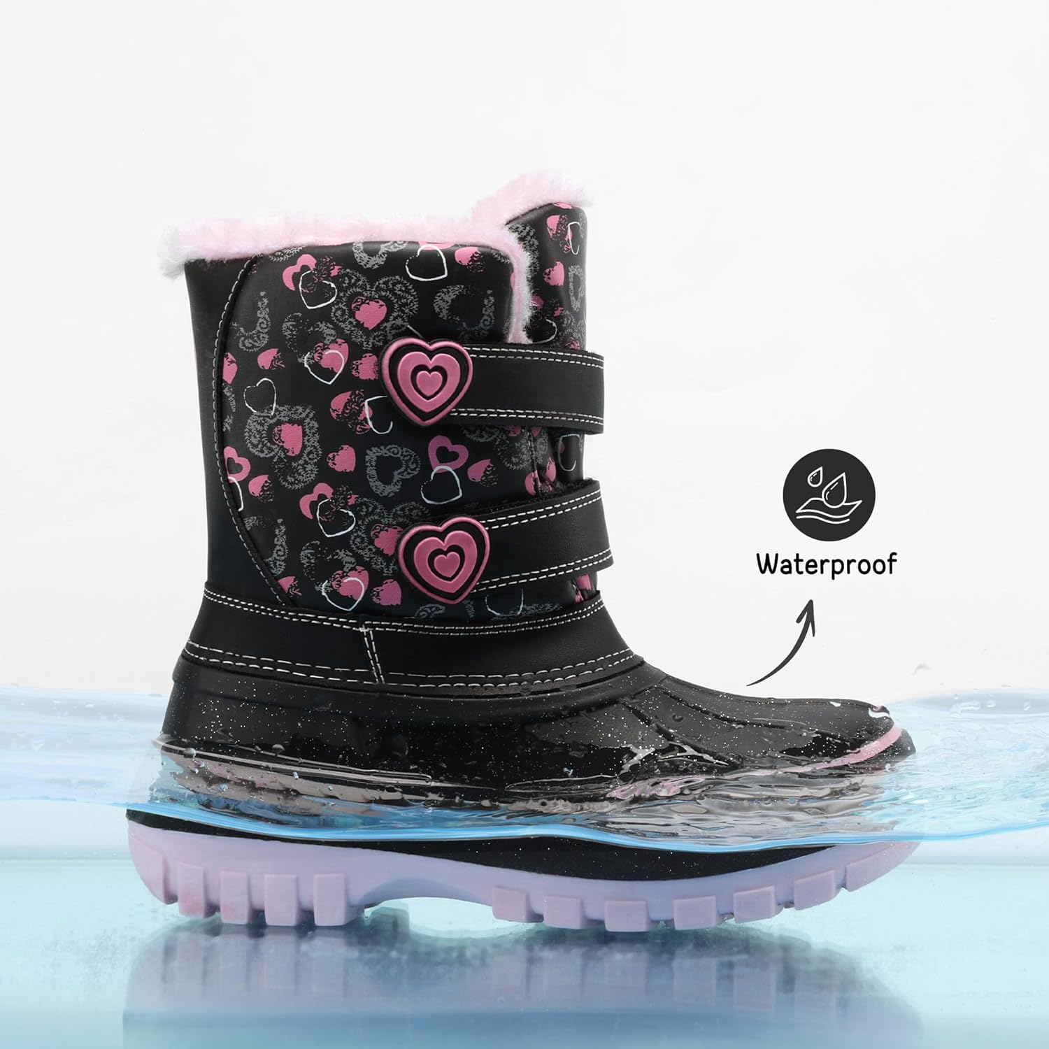 DREAM PAIRS Boys Girls Snow Boots Water-Resistant Outdoor Sport Warm Cozy Anti-Slip Cute Ankle Winter Shoes for Toddler/Little/Big Kid