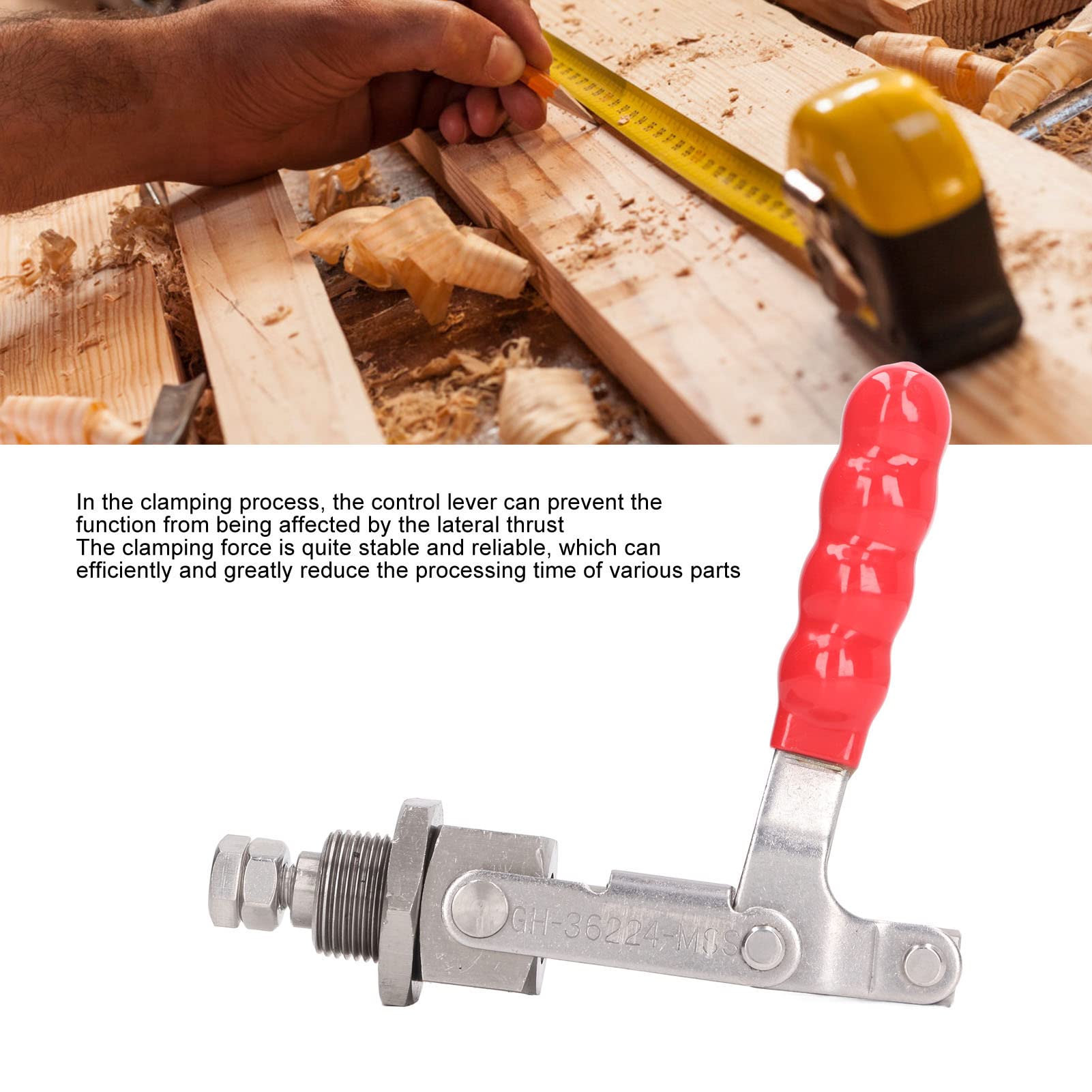 180° Toggle Clamp, 701lbs Holding Capacity Push Pull Toggle Clamp Non Slip Red Plastic Handle for Home Decorating