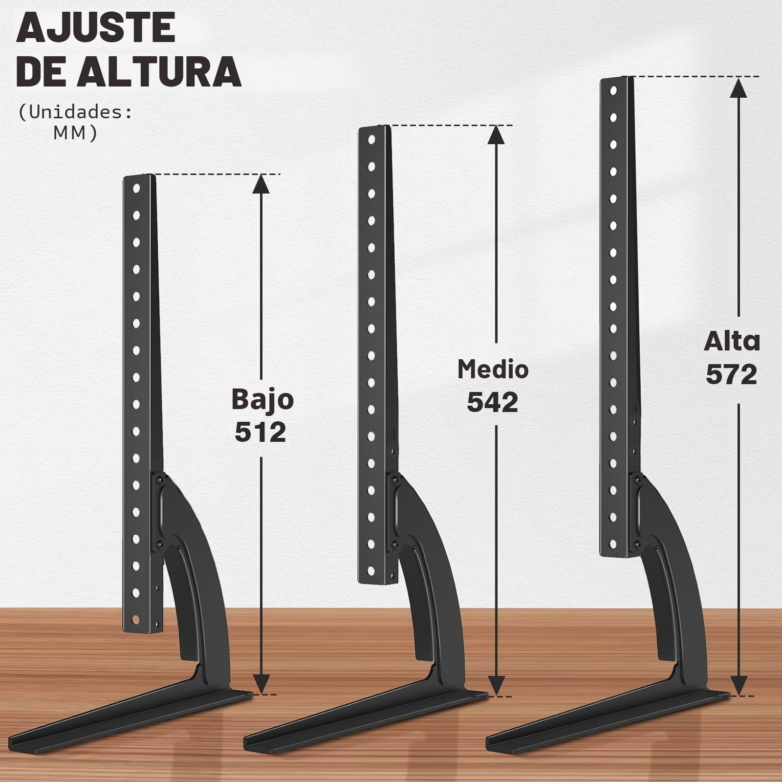 RFIVER - Base Universal para TV con Patas y Ajuste de Altura para la mayoría de televisores LCD o LED de Pantalla Plana de 32 a 55 Pulgadas, Mesa con Pedestal, VESA máx. de hasta 800 x 400 mm