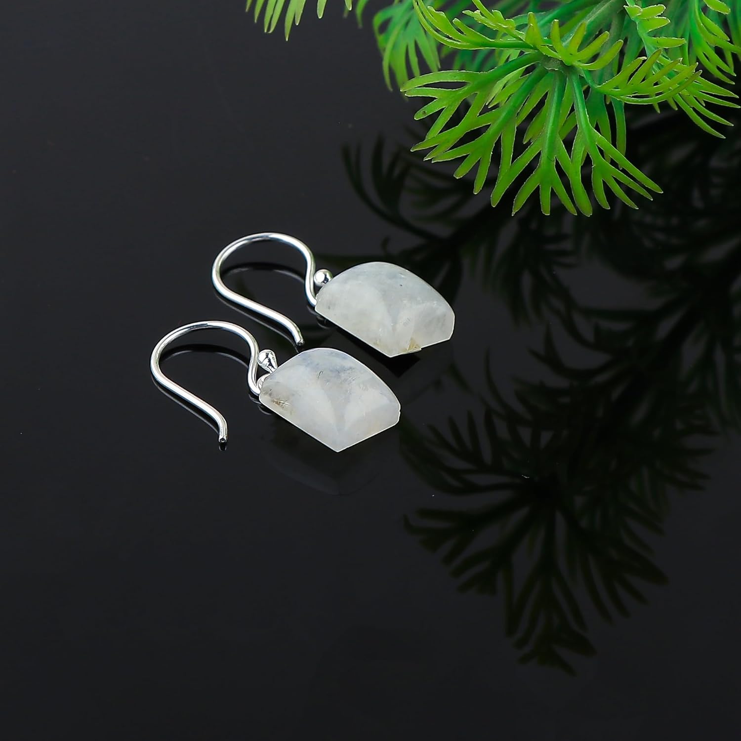 925 Sterling Silver Designer Earrings, Natural Rainbow Moonstone Gemstone Earrings, Chakra Healing Crystals, Handmade Dangling Jewelry, June Birthstone, Birthday Gift for Women - Image 2