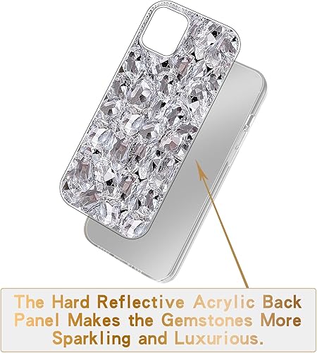 Miniatura 9 de Cavdycidy Funda compatible con iPhone 15 Pro para mujer, funda de lujo muy brillante con diamantes de imitación de cristal brillante 3D con