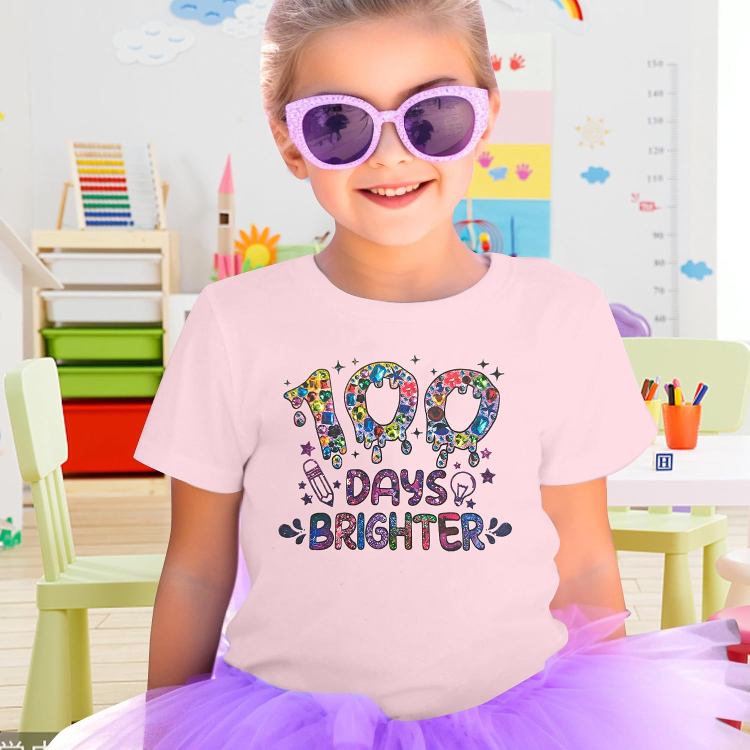 100 Days of School Shirt Girl 100 Days of Smarter Shirts Kid Cute 100th Day of School Graphic Tee Tops
