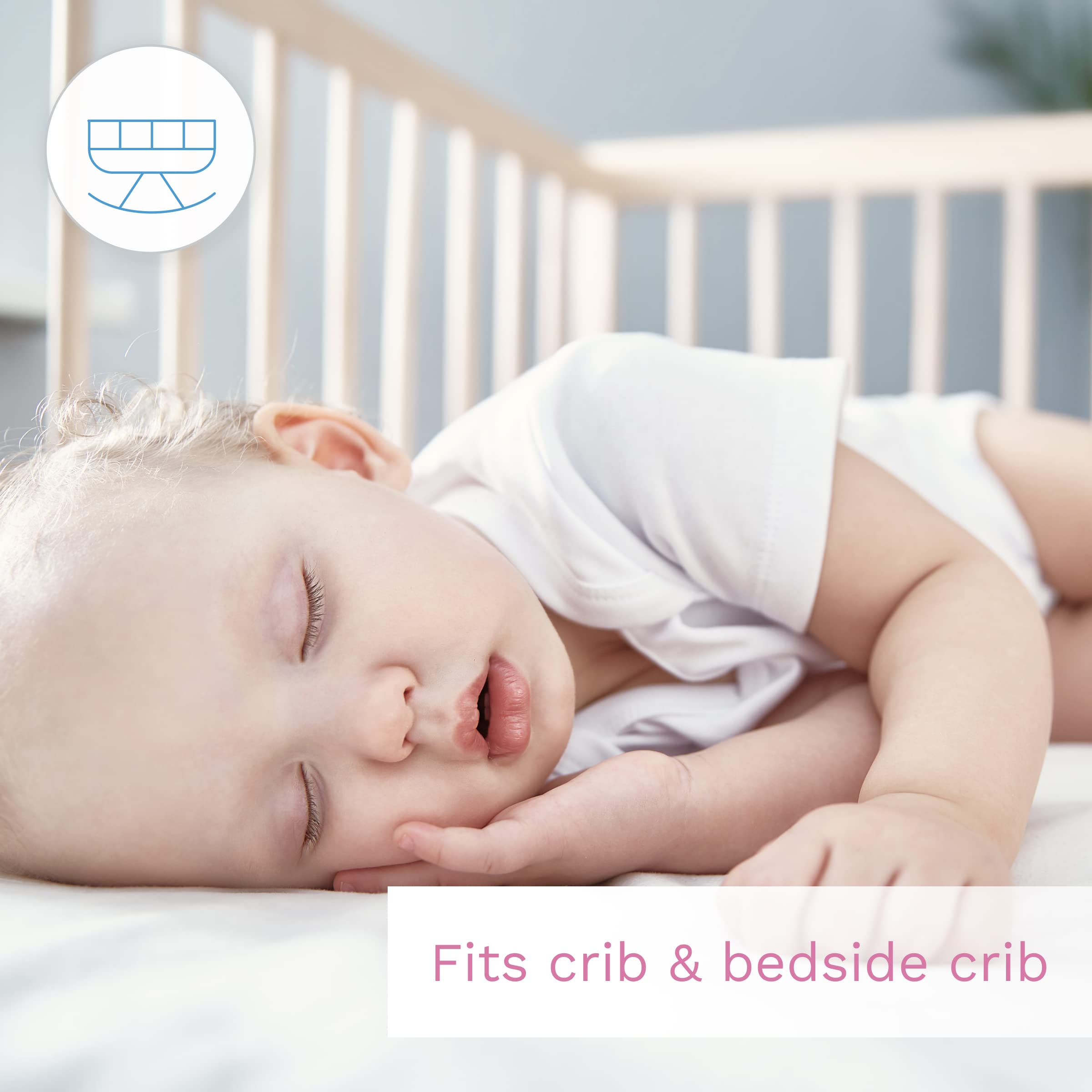 Jersey 100% Cotton Fitted Sheet fits 90 x 50 cm Baby Crib Cradle Mattress (White) - 5