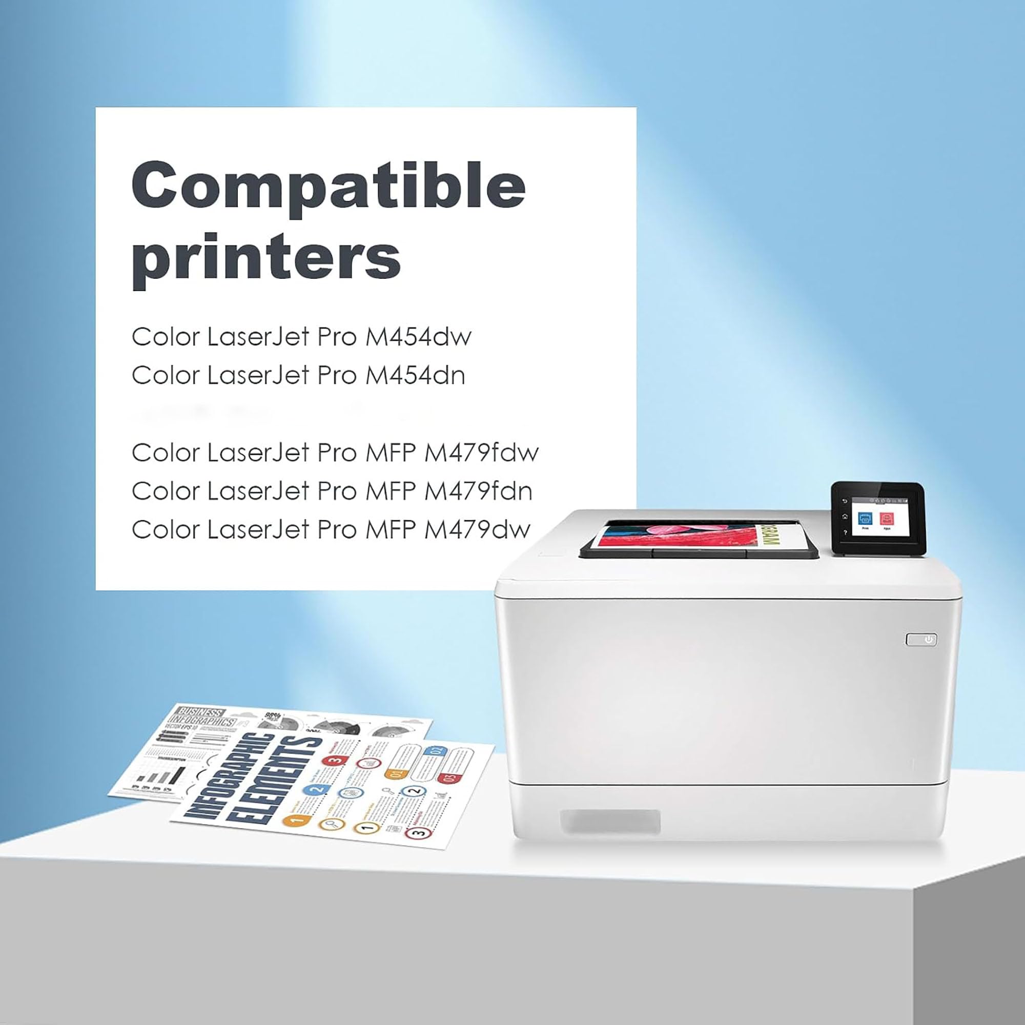 Cartuccia di Toner 415X, con chip, ad alta resa, cartuccia di inchiostro 415X Compatibile con stampante per HP Color LaserJet Pro M454DN/M454DW/MFP M479DW/M479FDN/M479FDW
