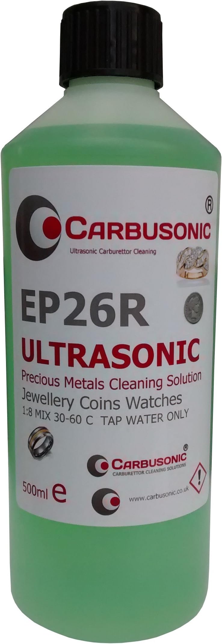 Ultrasonic Cleaning Solution for Jewellery, Cleaner Fluid for Watches and Coins Fluid Non Toxic 500 ml