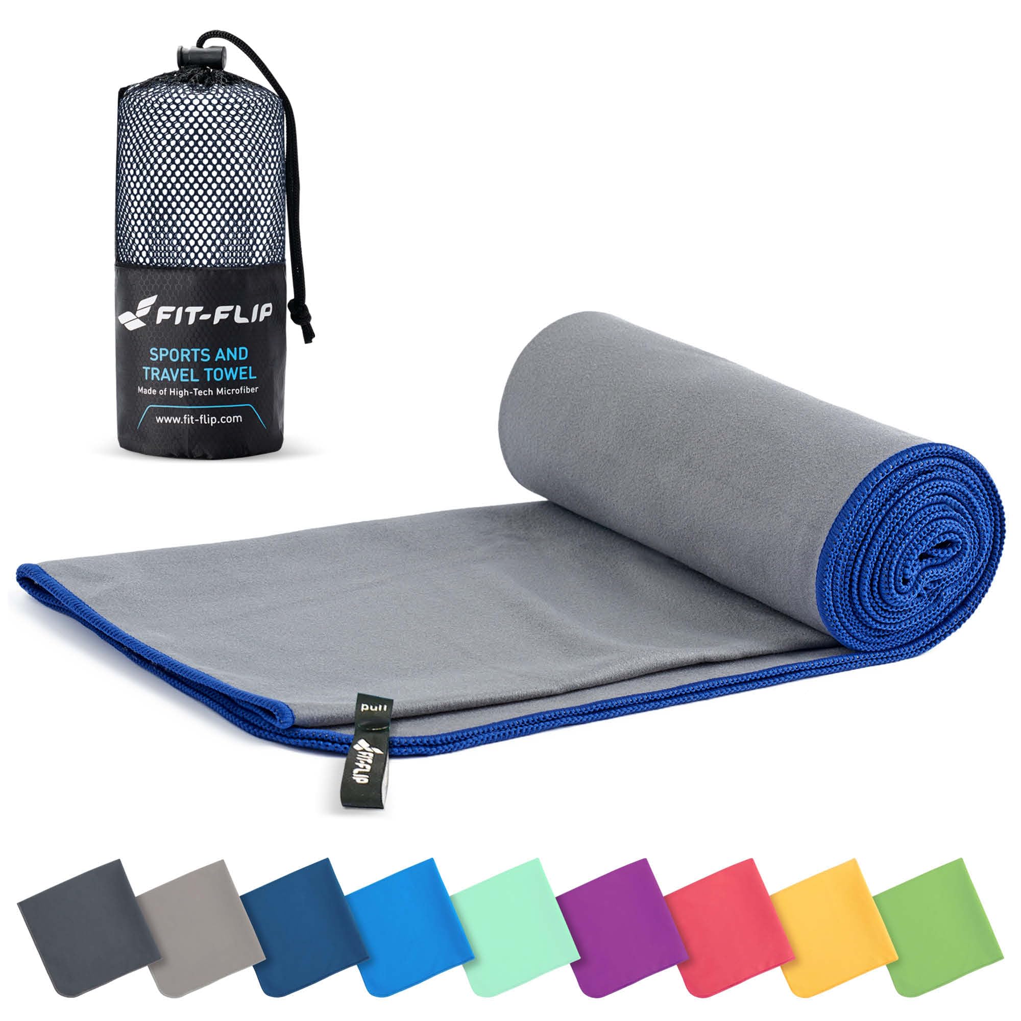 Fit-Flip Asciugamano microfibra - compatto e ultraleggero - asciugamani palestra - il perfetto telo mare grande - ottimale per viaggio, sport e piscina