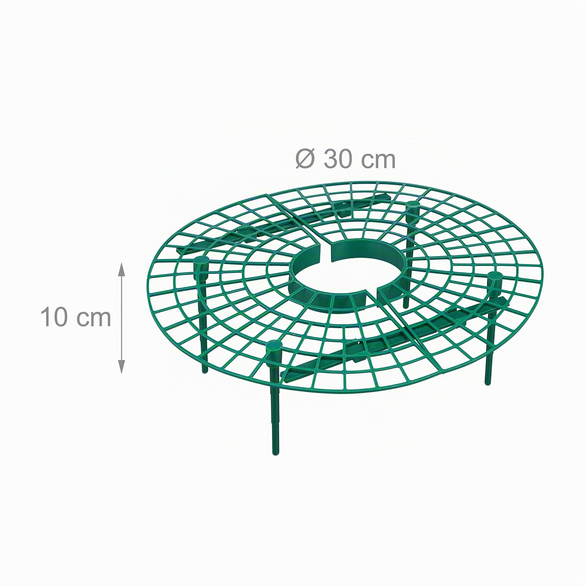 Relaxdays Set da 10 Anelli di Supporto per Fragole, Sostegno in Plastica per Piante da Orto, Rete Anti Muffa, Verde