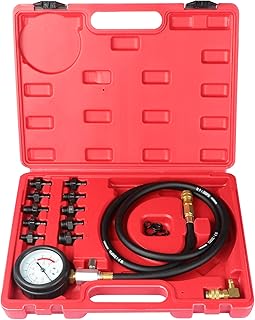 WiMas Engine Cylinder Oil Pressure Gauge, Automotive Petrol Diagnostic Tester Tool Set, 0-10 Bar
