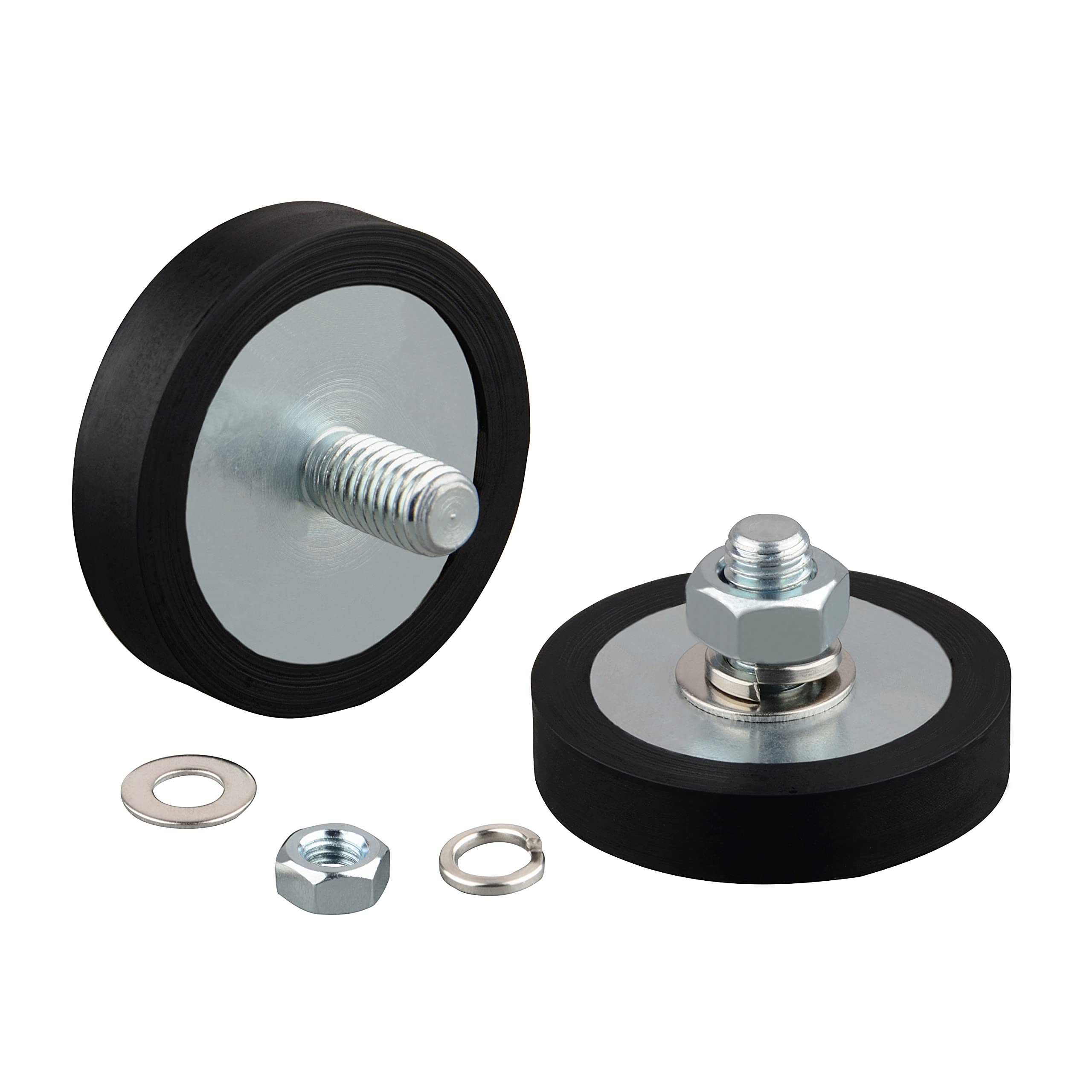 MUTUACTOR 2Pack Pull-Force 66lb Strong Rubber Coated Neodymium Magnet with M8 Male Thread Stud, Non-Scratch Surface High Friction Magnet Base for Lighting,Camera, Bracket