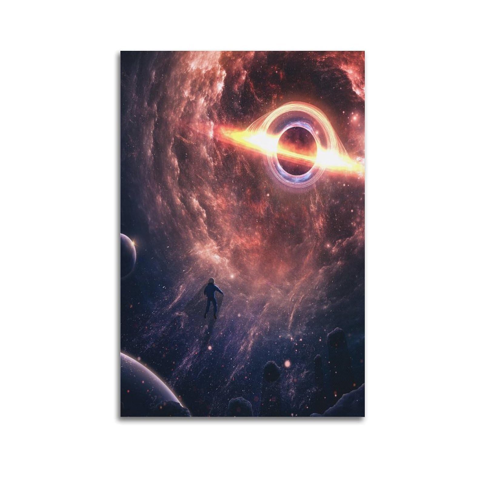 OKAHYS Astronaut Black Hole Space Artwork Poster Decorative Painting Canvas Wall Artworks Picture 24x36inch(60x90cm)