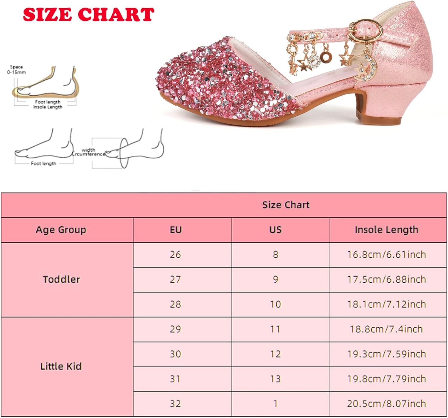 ChuLian Little Kids Girls Dress Pumps Glitter Sequins Princess Low Heels Princess Dress Shoes Party Dance Shoes Rhinestone Sandals - Image 7