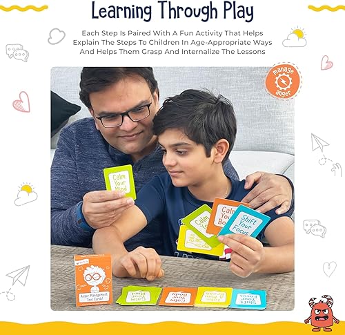 Miniatura 3 de Open The Joy Juego de cartas de gestión de la ira, 50 tarjetas de aviso, controla los sentimientos y aumenta la inteligencia emocional, manejo de la