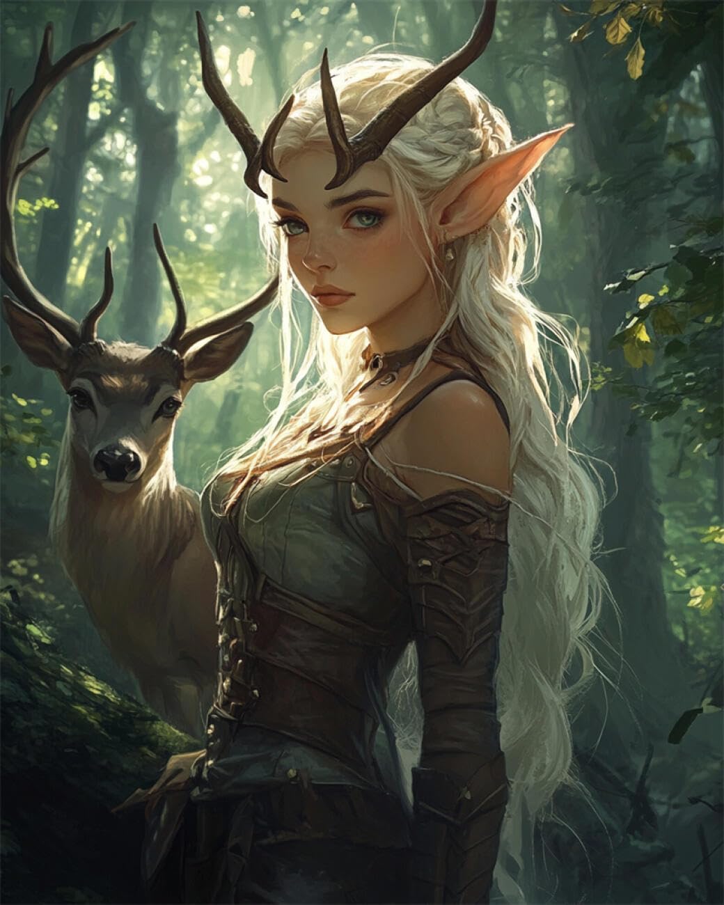 RKFLGEW Animal 14CT Cross Stitch Kits for Beginners Fantasy Elf Girl Needlepoint Counted Kits Embroidery Set Arts and Crafts for Home Decor 40x50cm