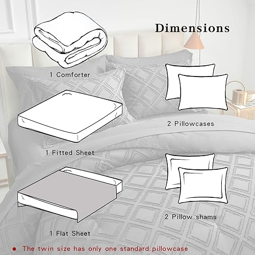 Miniatura 7 de Juego de edredón de 7 piezas copetudo, suave y bordado de estilo desgastado, chic y bohemio empaquetado en una bolsa edredón lujoso bordado en