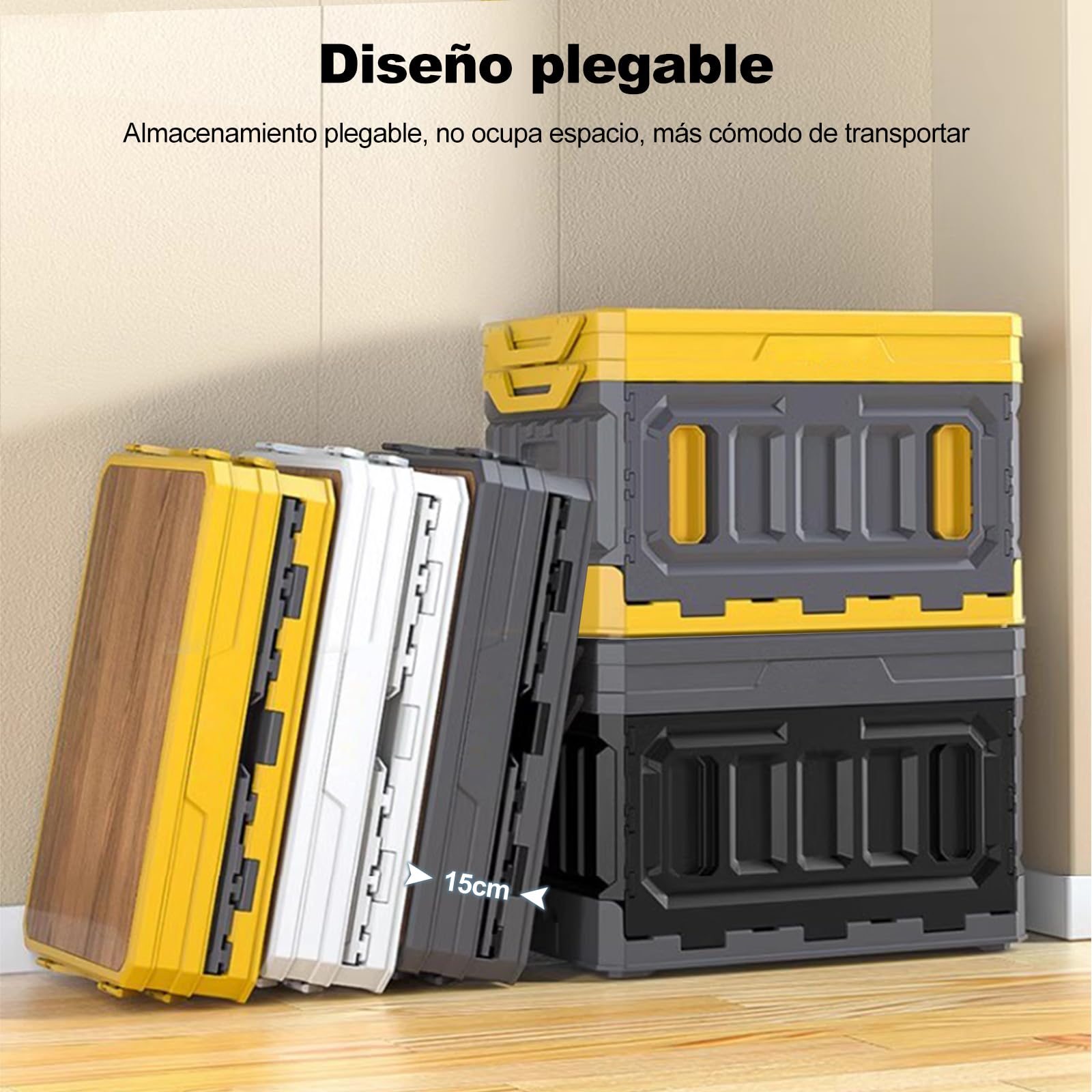 Ergocar Caja de Almacenamiento Plegable Interior y Exterior para Campamento, Con Parte Superior Elevable y Gran Capacidad